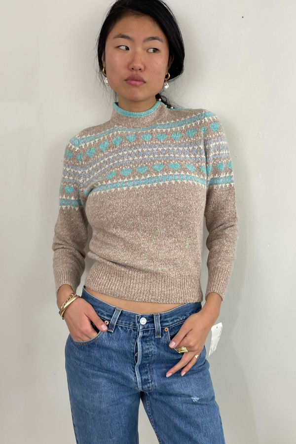 Maoris Bee Vintage NWT Fair Isle Cottage Core Silk Blend Sweater