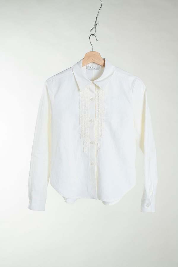 Wanze Ruched Placket Shirt - Ivory