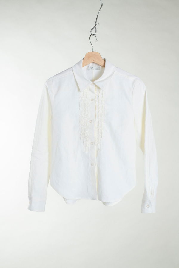 Wanze Ruched Placket Shirt - Ivory