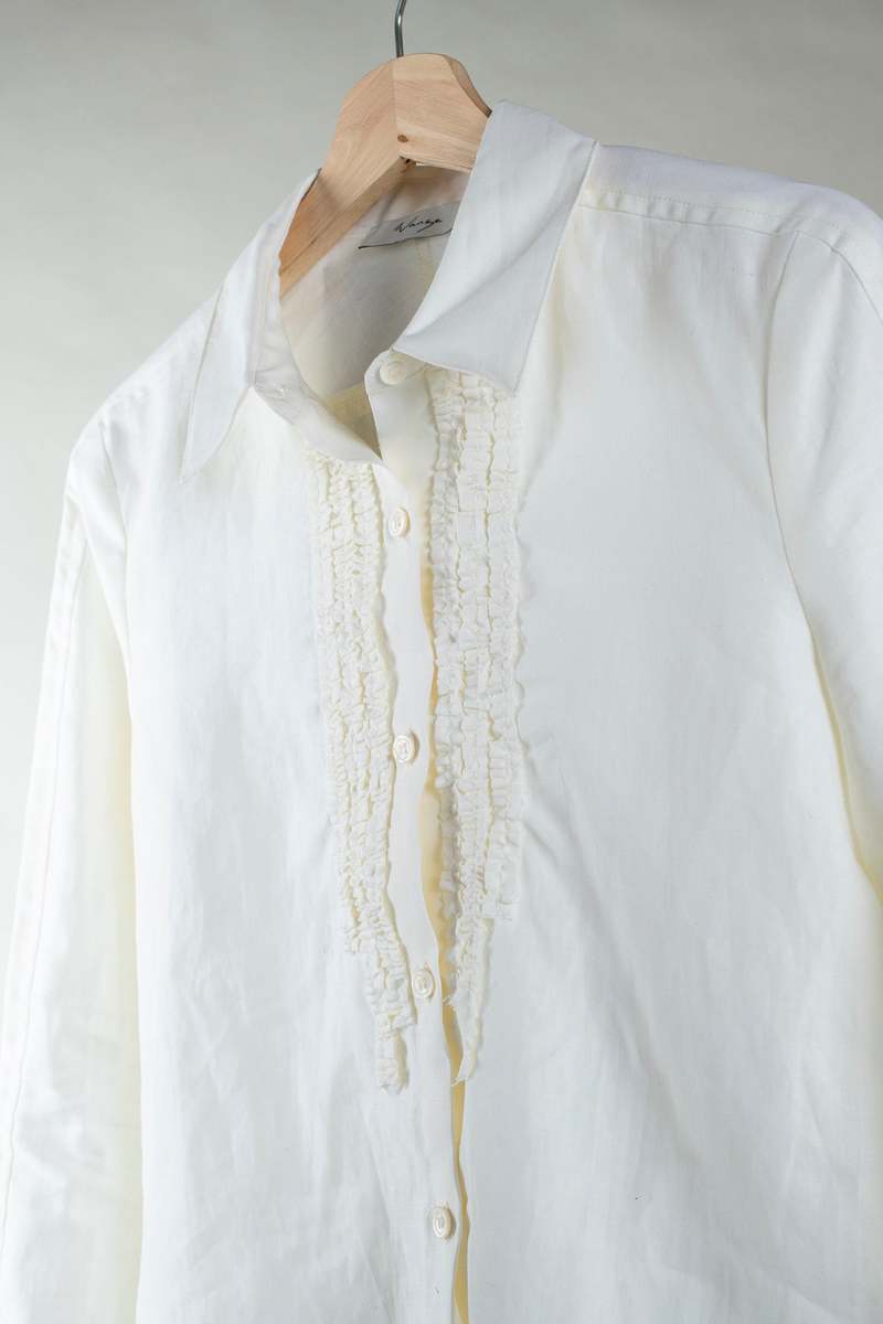 Wanze Ruched Placket Shirt - Ivory