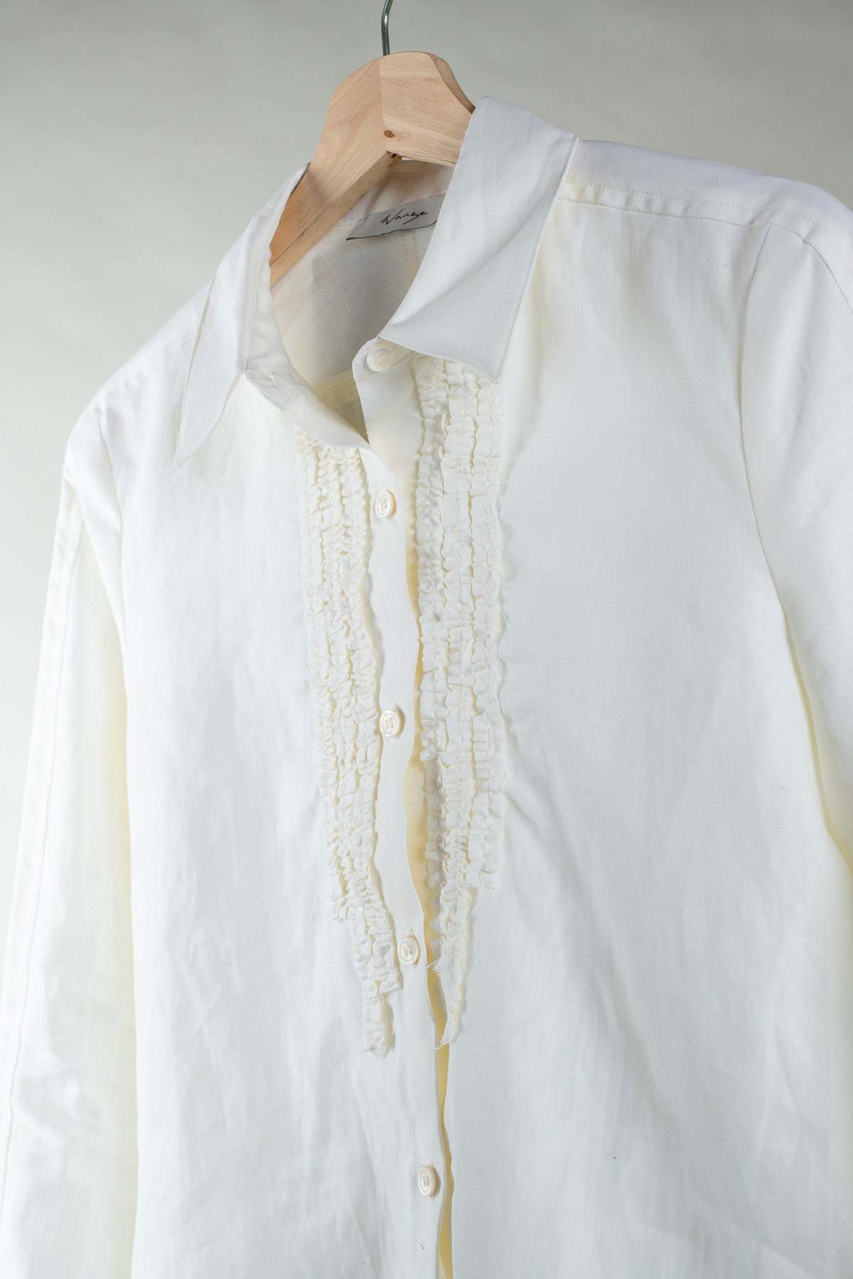 Wanze Ruched Placket Shirt - Ivory - Image 3 of 5
