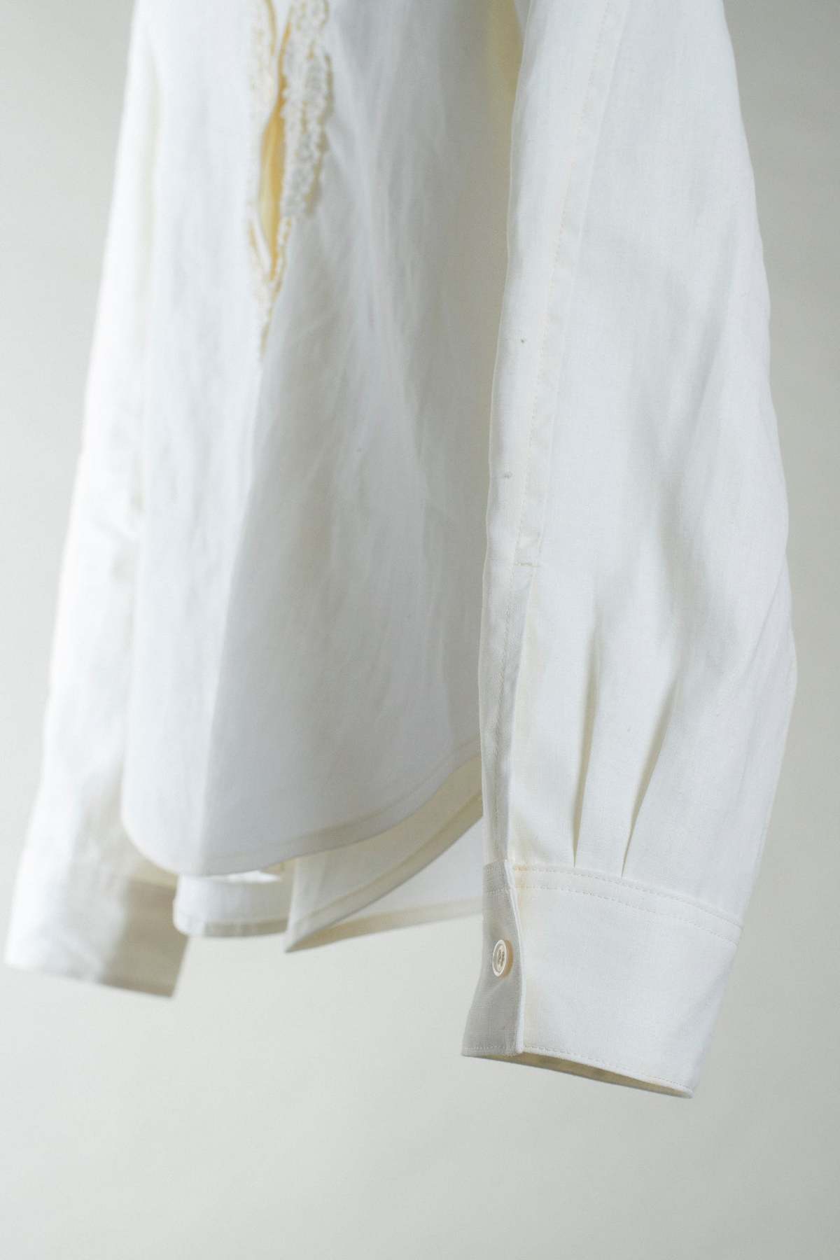 Wanze Ruched Placket Shirt - Ivory - Image 4 of 5