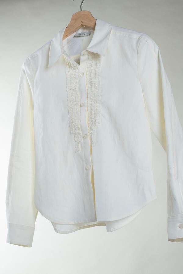 Wanze Ruched Placket Shirt - Ivory