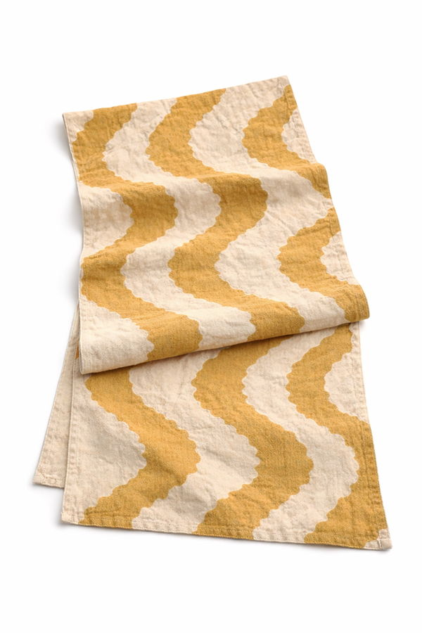 Ichcha Golden Rays Hand-Printed Table Runner