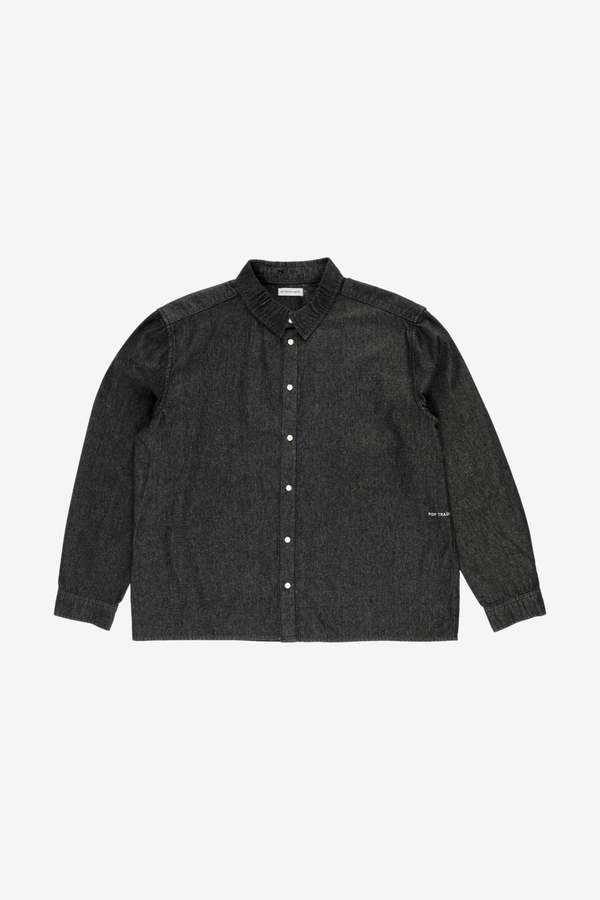 Pop Trading Company Applique Logo Denim Shirt - Black Denim