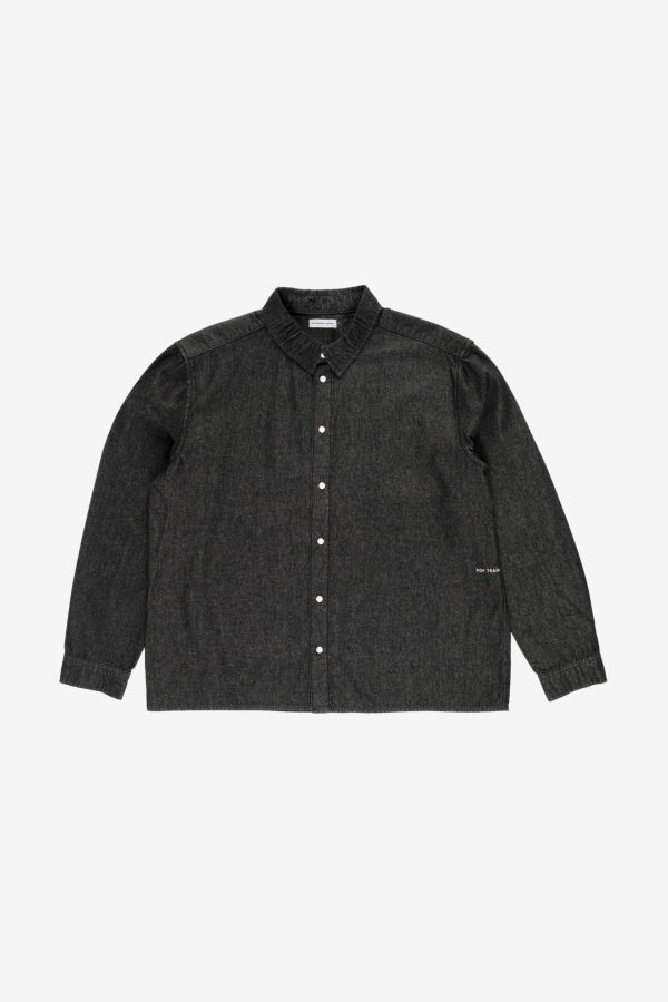 Pop Trading Company Applique Logo Denim Shirt - Black Denim