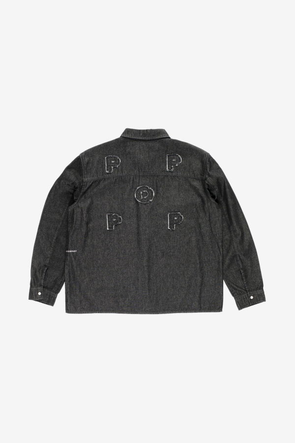 Pop Trading Company Applique Logo Denim Shirt - Black Denim