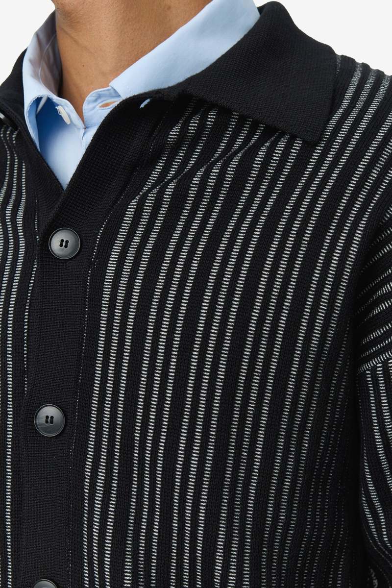 mfpen Formal Cardigan - Black Stripe