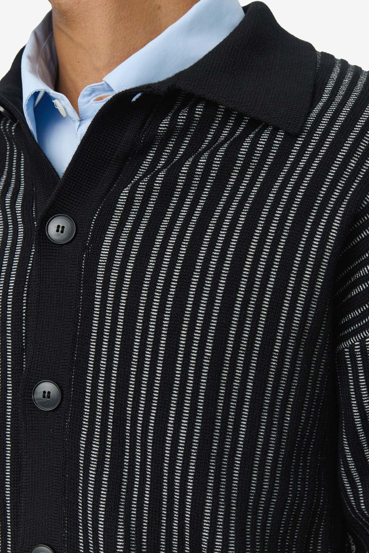 mfpen Formal Cardigan - Black Stripe - Image 4 of 5