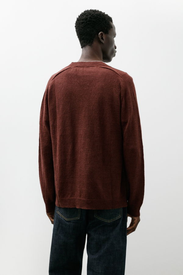 Our Legacy Rue V-Neck Cabernet Cyclone Linen Sweater
