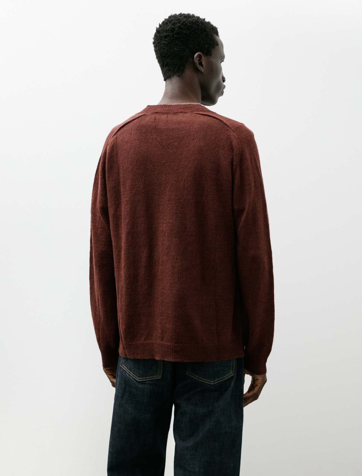 Our Legacy Rue V-Neck Cabernet Cyclone Linen Sweater - Image 2 of 7