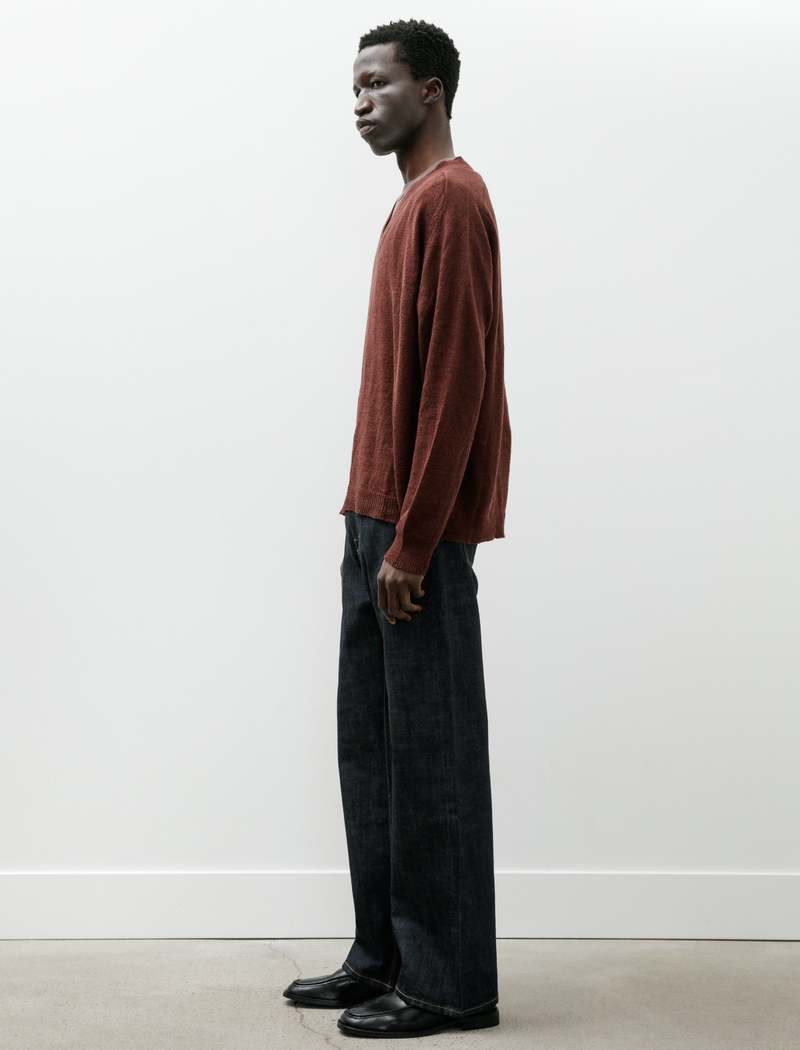 Our Legacy Rue V-Neck Cabernet Cyclone Linen Sweater