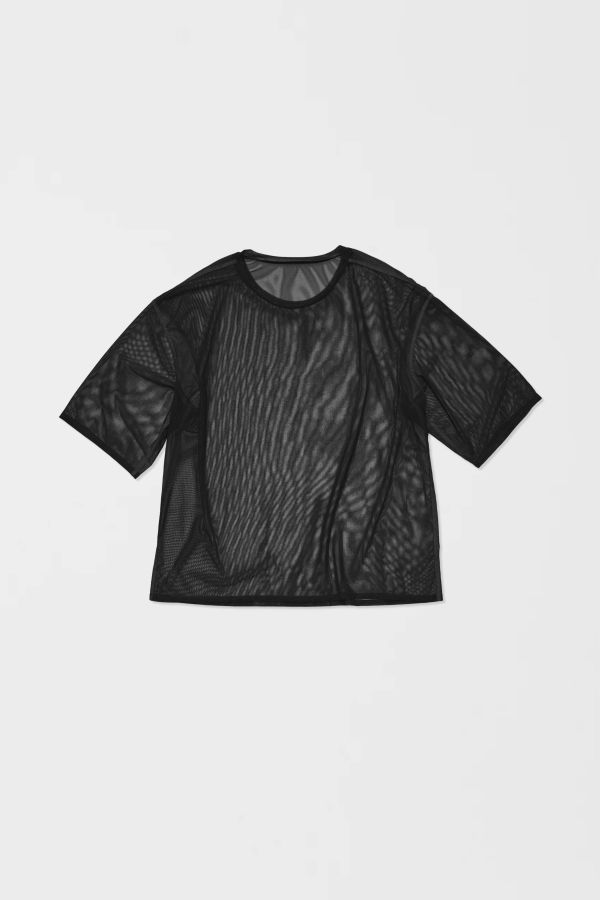 Simone Wild Mesh Oversized Tee - Black