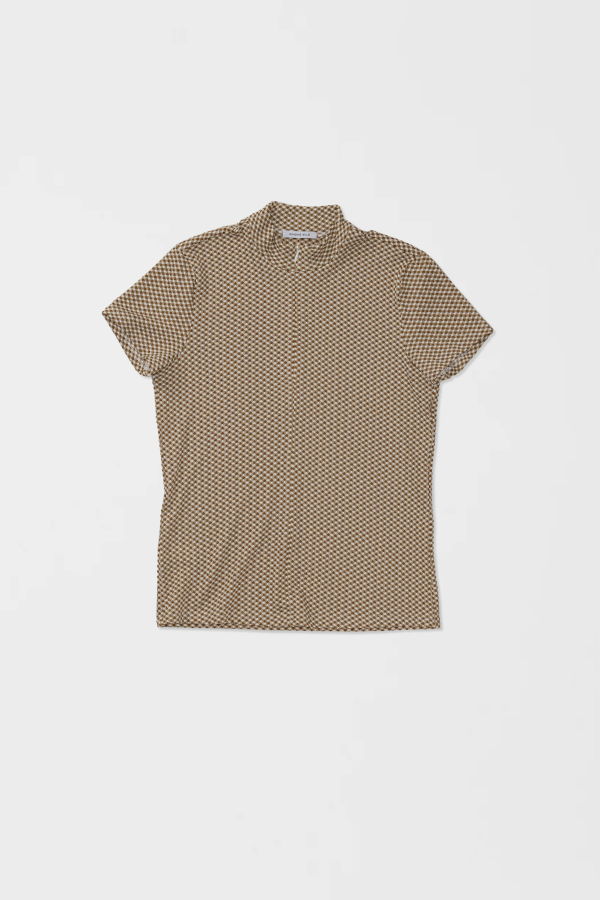Simone Wild Gingham Tezip Tee - Brown
