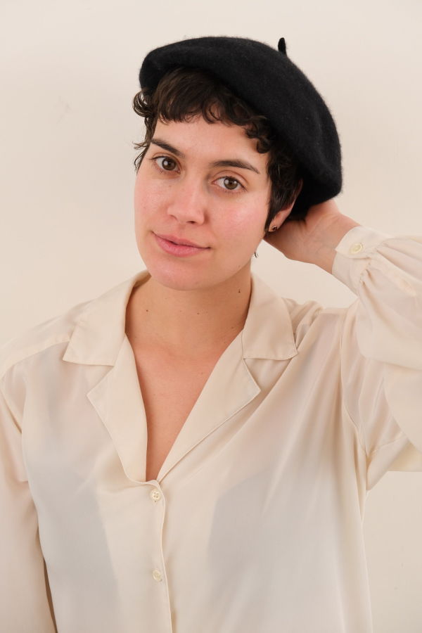 Hermine Vintage 00s Tar Cashmere Beret - Black