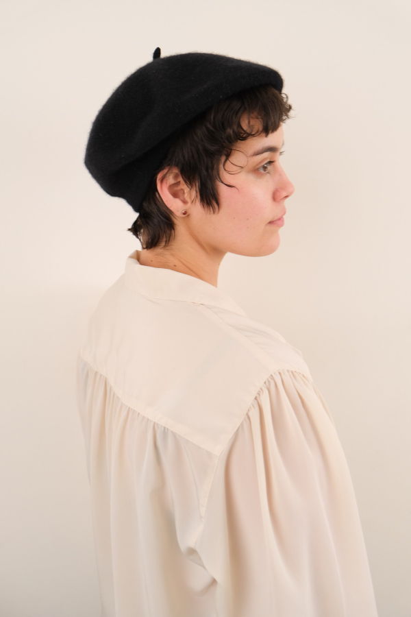 Hermine Vintage 00s Tar Cashmere Beret - Black
