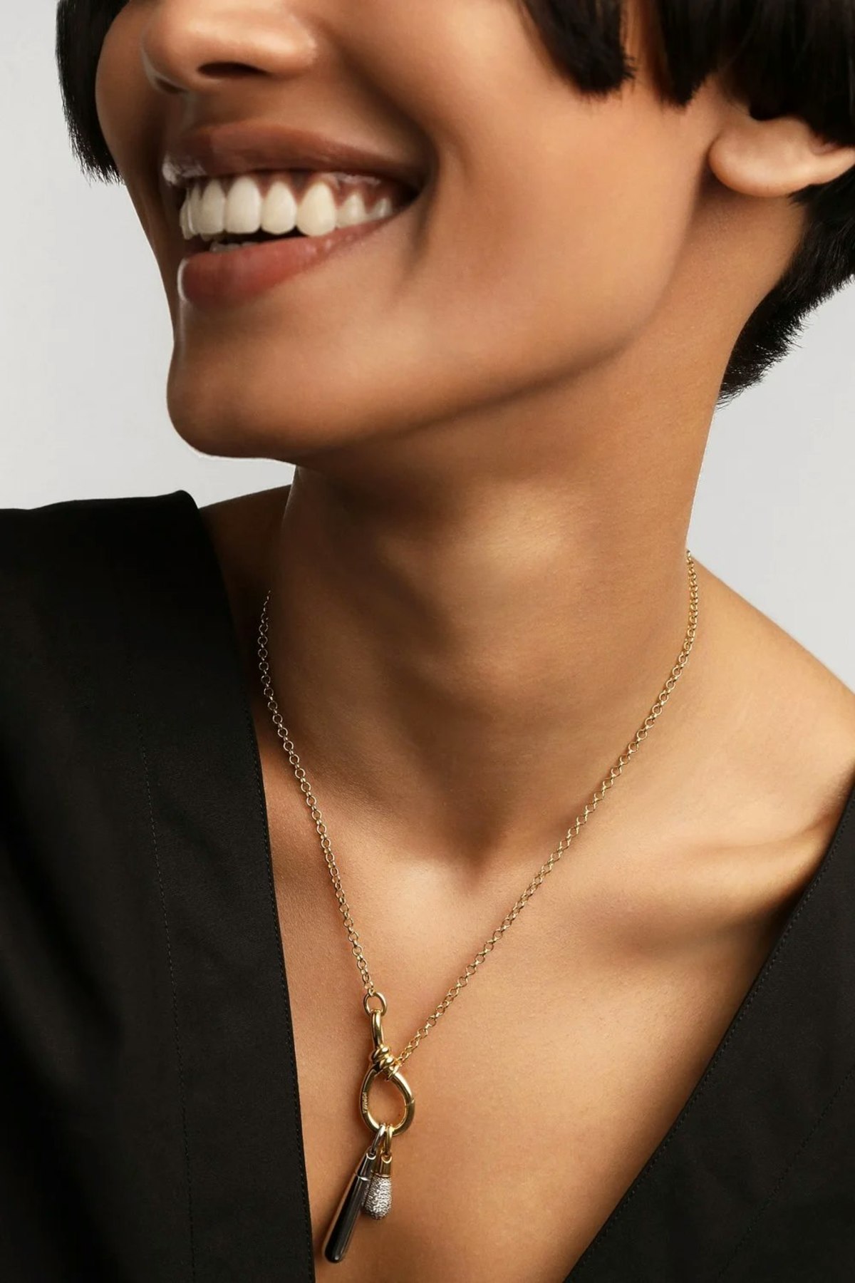 PDPAOLA Pavé Drop Pendant - Gold - Image 2 of 38