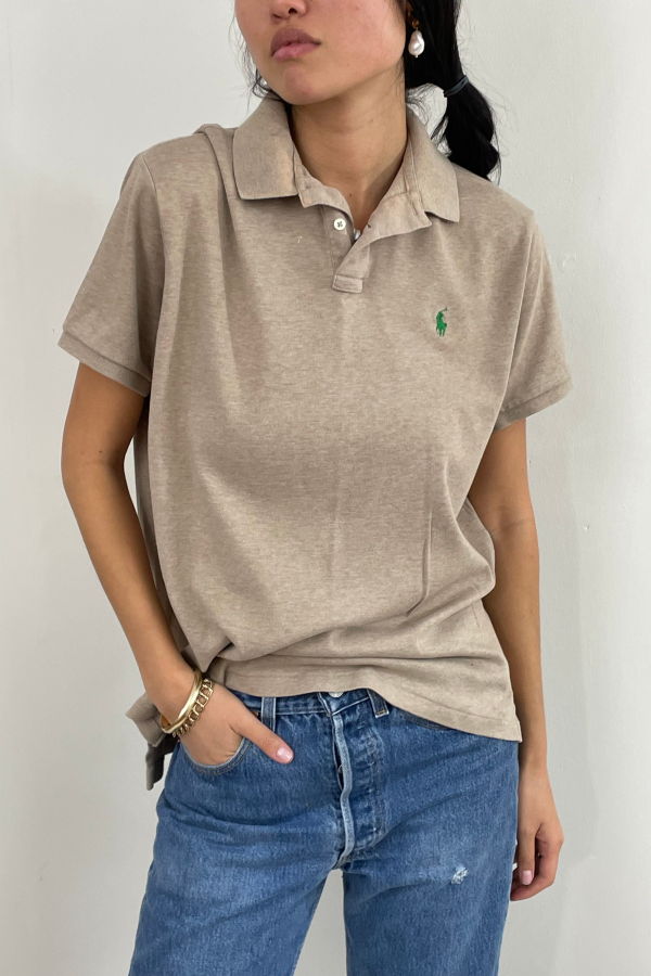 Ralph Lauren Vintage Y2K Cotton Boyfriend Polo Shirt - Oatmeal