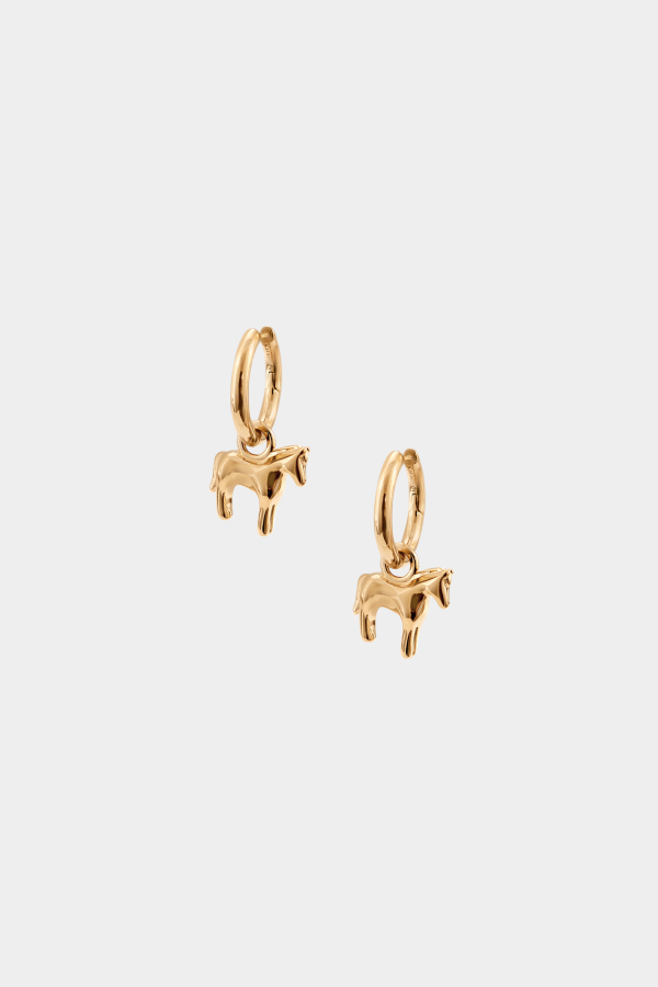 Kara Yoo Lunar Horse Hoops Earrings - Gold