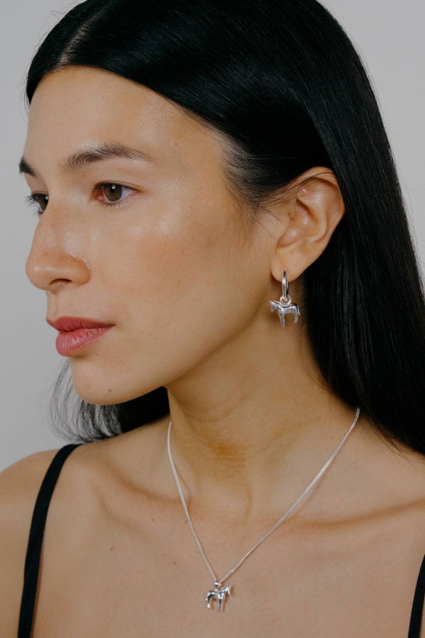 Kara Yoo Lunar Horse Hoops Earrings - Sterling Silver