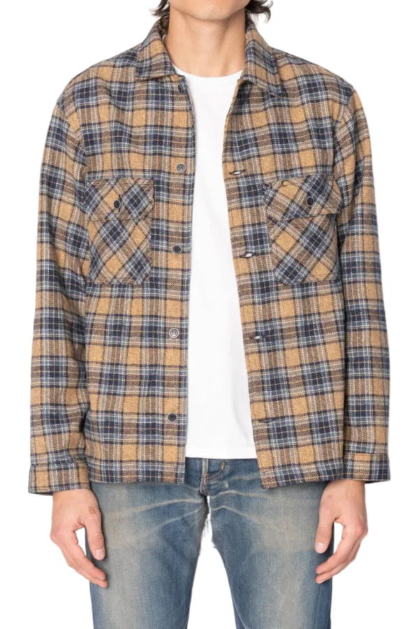 Naked & Famous Work Shirt Twist Yarn Flannel - Blue/Beige