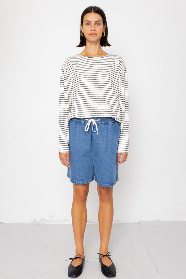 FOLK Boat Neck T-Shirt - Ecru/Black