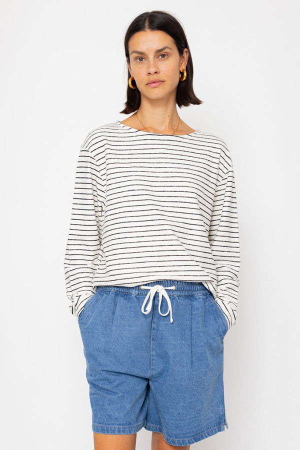 FOLK Boat Neck T-Shirt - Ecru/Black