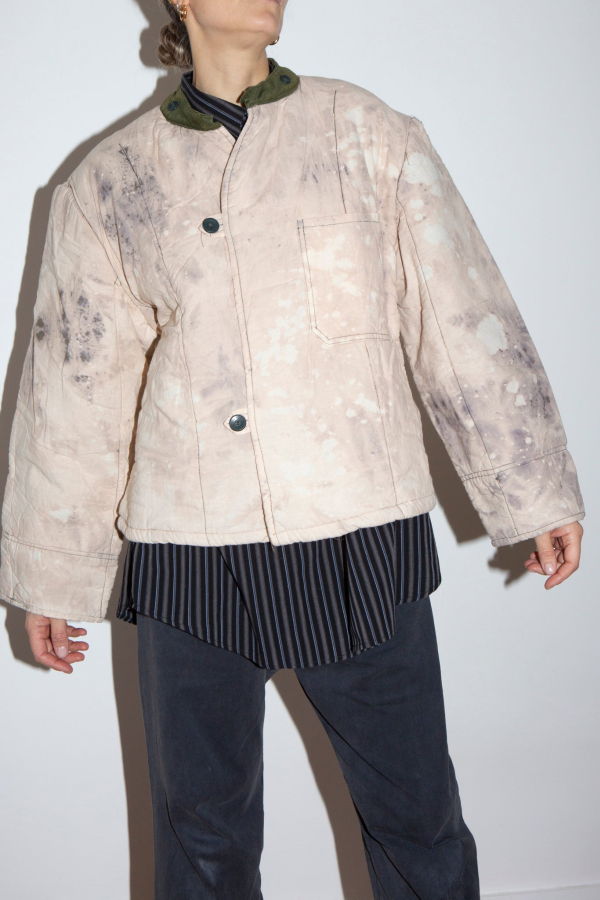 WOLF & GYPSY VINTAGE Tie Dye Reworked Military Liner Jacket - Multicolor