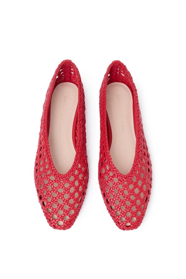 Loeffler Randall Emery Red Woven Ballet Flats