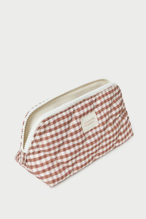 Loeffler Randall Georgette Cosmetic Pouch - Brown Gingham