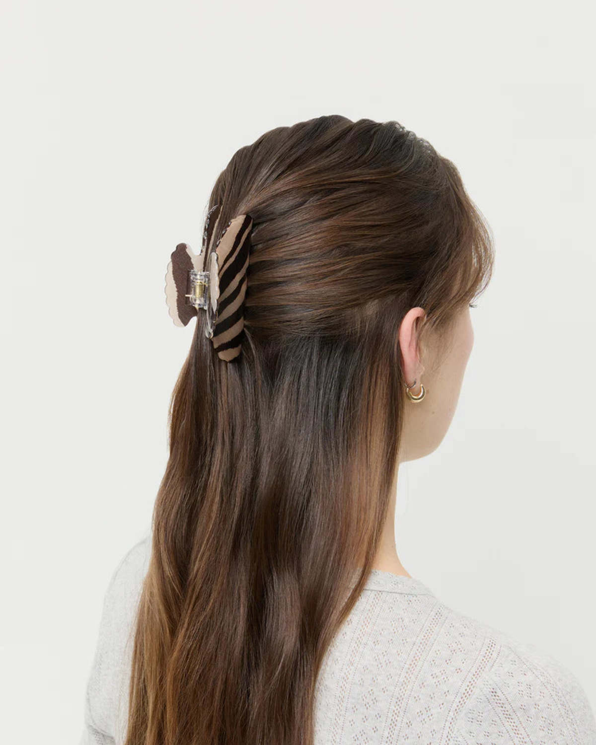 Loeffler Randall Yuri Scallop Clip Hair Clip - Zebra - Image 1 of 2