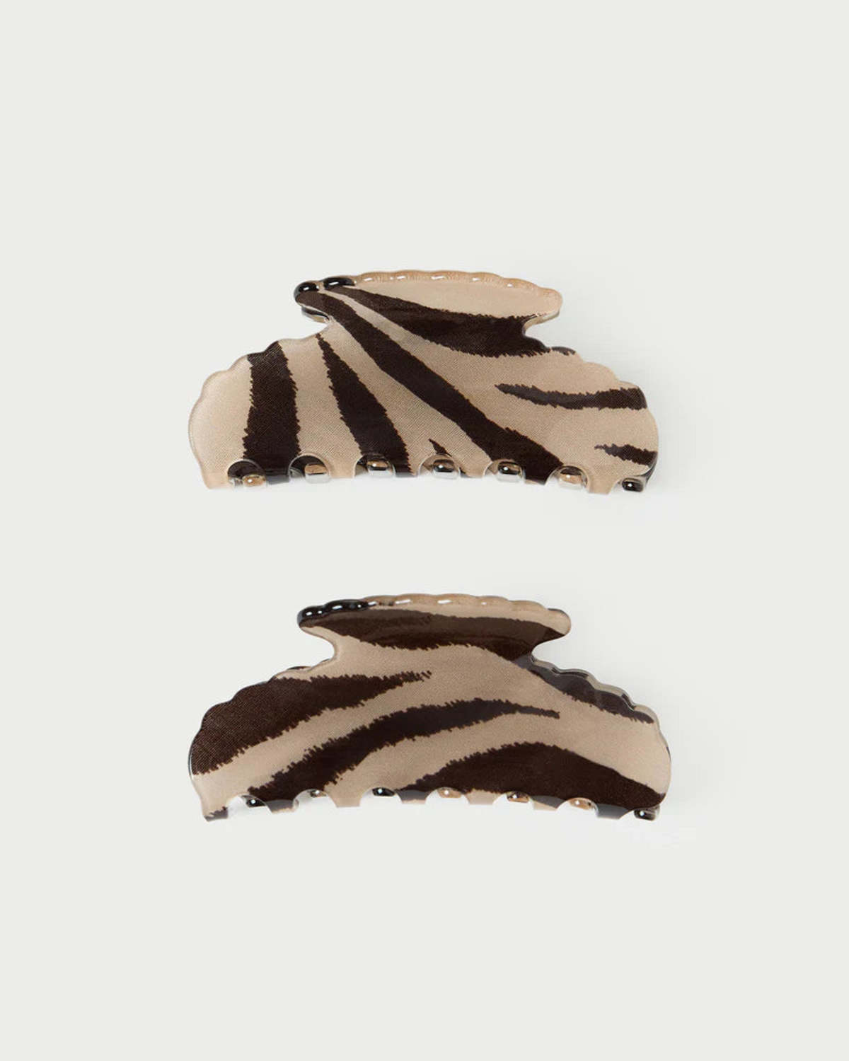 Loeffler Randall Yuri Scallop Clip Hair Clip - Zebra - Image 2 of 2