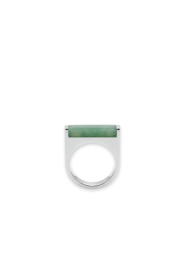 seree Year of the Horse Green Jade Stone Saddle Ring