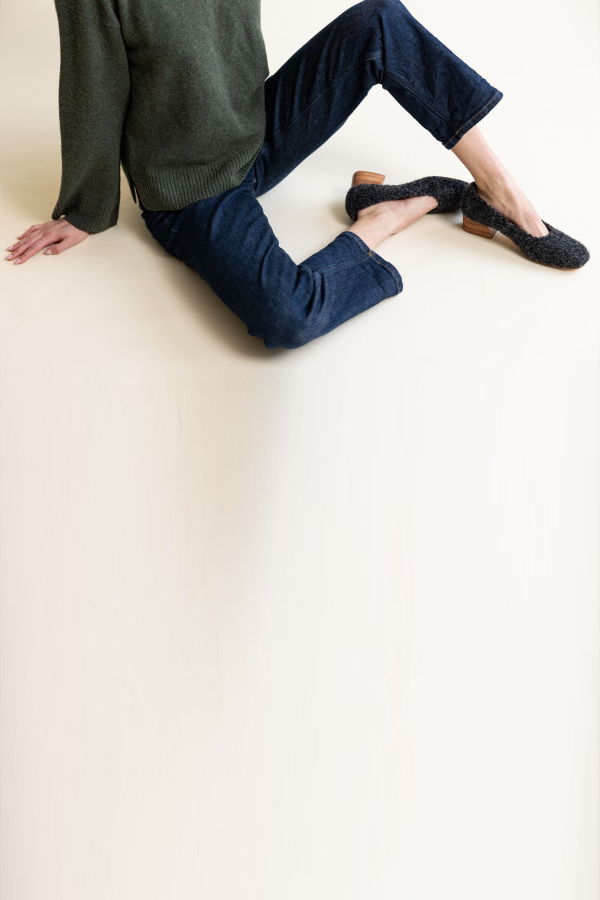 Huma Blanco Luisa Low Heel Charcoal Alpaca Heels