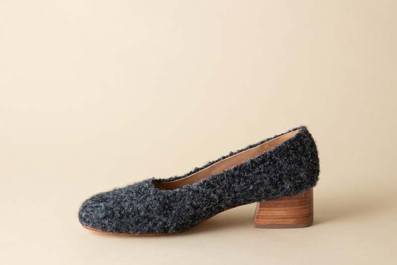 Huma Blanco Luisa Low Heel Charcoal Alpaca Heels