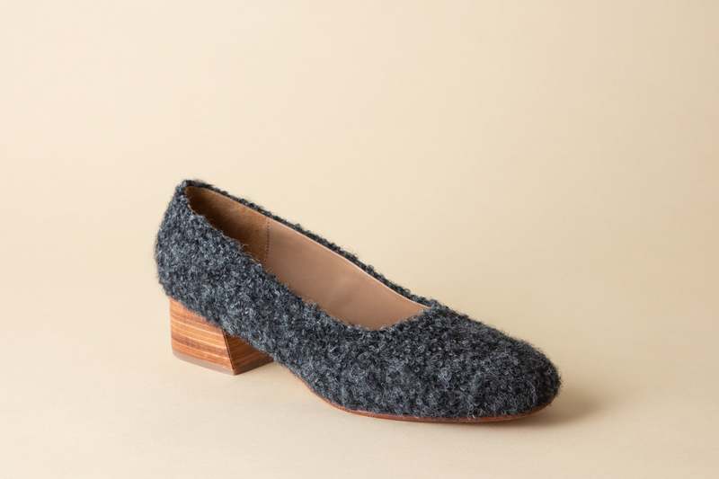 Huma Blanco Luisa Low Heel Charcoal Alpaca Heels