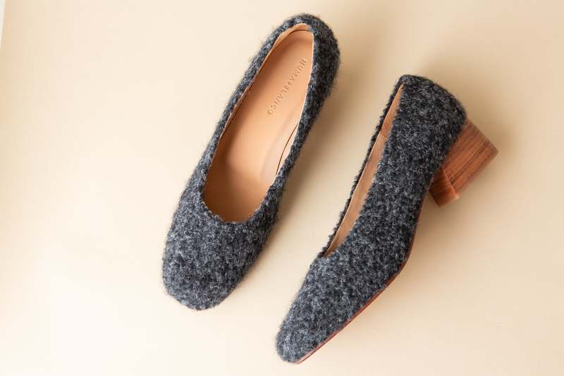 Huma Blanco Luisa Low Heel Charcoal Alpaca Heels