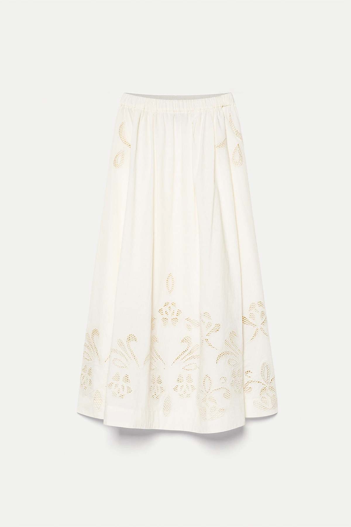 Forte Forte Embroidery Poplin Skirt - Avorio - Image 1 of 1