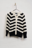 Aequamente Stripe Cotton Cardigan - Black / Chalk - Thumbnail 1