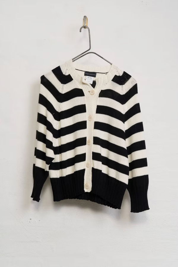 Aequamente Stripe Cotton Cardigan - Black / Chalk