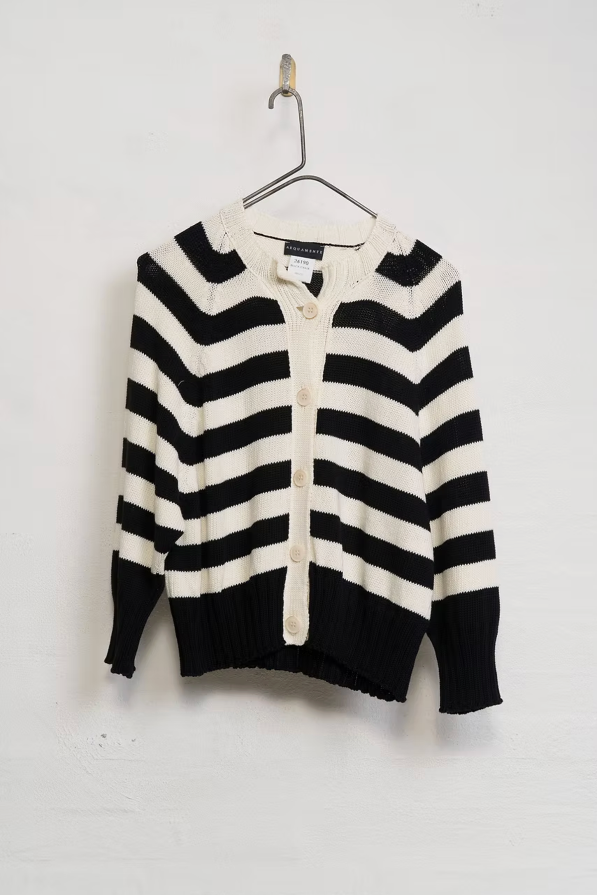 Aequamente Stripe Cotton Cardigan - Black / Chalk - Image 1 of 2