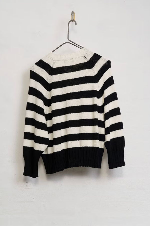 Aequamente Stripe Cotton Cardigan - Black / Chalk