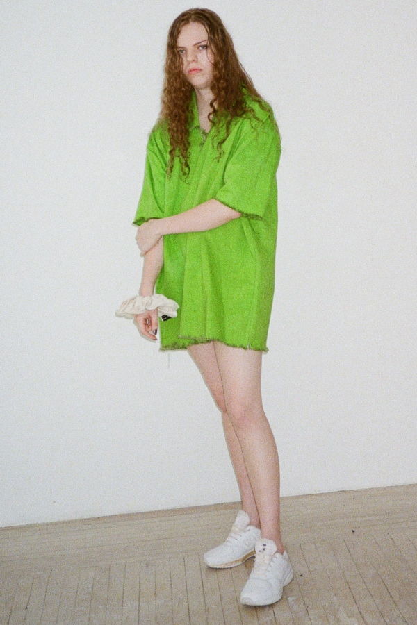 Ashley Rowe COLLAR SHIRT DRESS - NEON GREEN