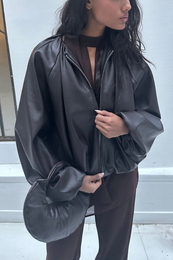 SAEMDI Edda Bomber Jacket - Dark Brown