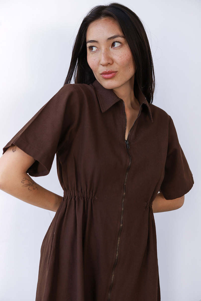 Noble Long Utility Dress - Chocolate