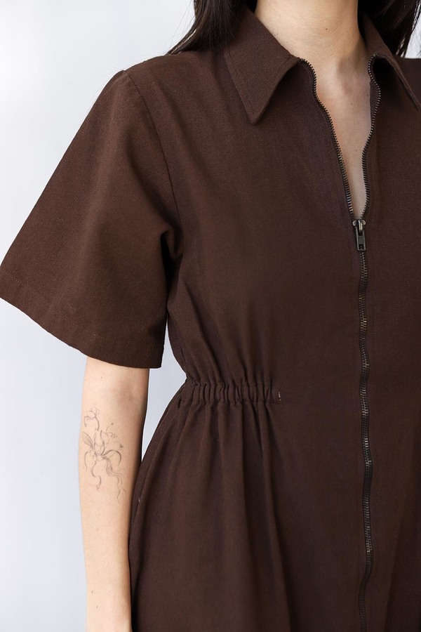 Noble Long Utility Dress - Chocolate