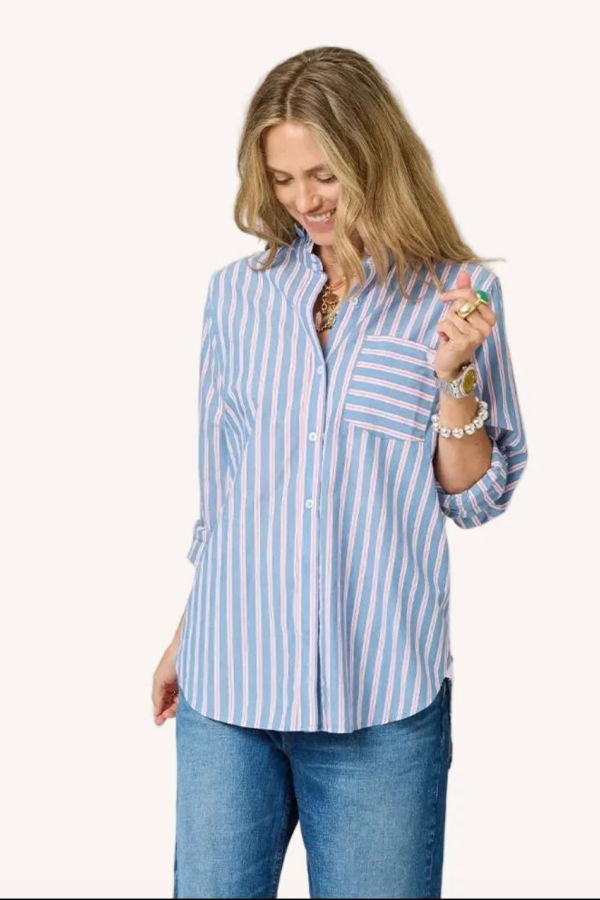 Kerri Rosenthal Mia Ruffle Stripe Shirt