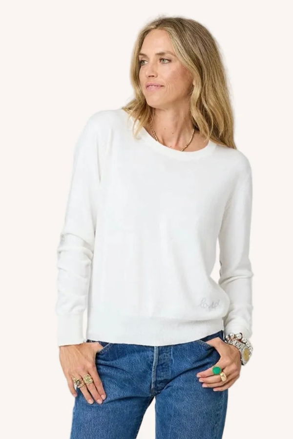 Kerri Rosenthal Patchwork Cotton Pullover Sweater - White