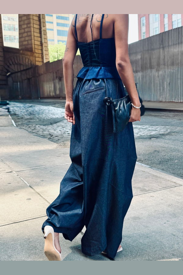 Yesaet Kiki Indigo Peplum Bustier Tank Top