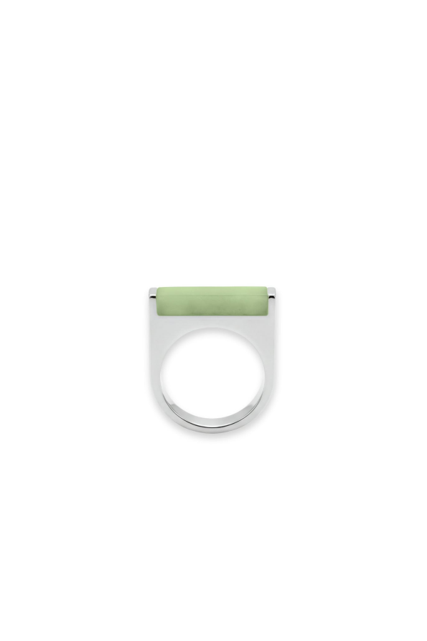 seree Year of the Horse Light Green Jade Stone Saddle Ring